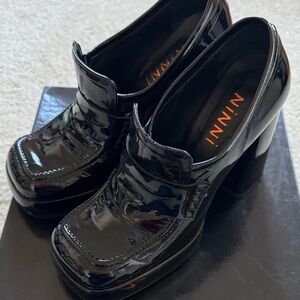 Women's Black Patent Loafers - Sleek Flat Dress Shoes